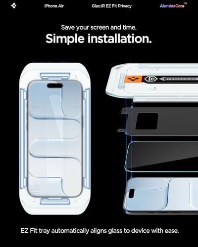 Image of Spigen EZ Fit Privacy Tempered Glass Screen Protector Guard for iPhone Air [2 Pack]