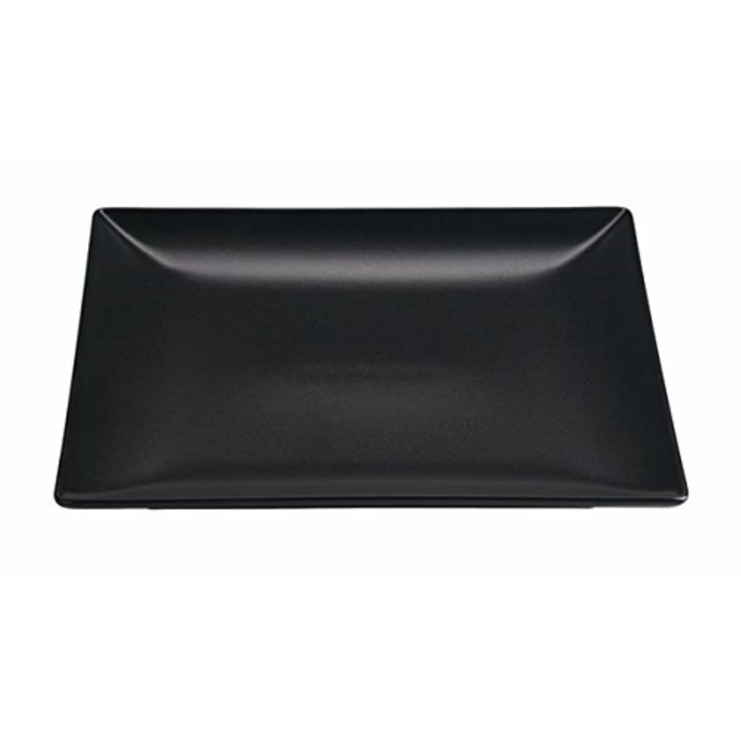 Genware NEV-B2771 Luna Square Coupe Plate, Stoneware, 26 cm, Black (Pack of 6)