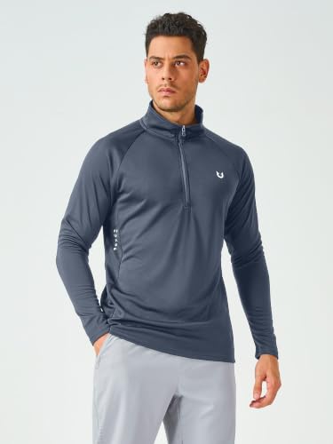 Image of NORTHYARD Men's Quarter Zip Pullover Athletic Running Shirt Long Sleeve | 1 /4 Zip Top, Quick Dry Lightweight, Moisture Wicking Breathable, Reflective Strips, Performance Workout Gym, Hiking Sports