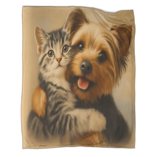 Couverture plaid duo animal mignon 3D en microfibre de salon 150x200cm pour toutes saisons - 3
