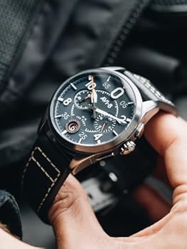 AVI-8 Relógio piloto masculino Spitfire Lock 42 mm cronógrafo azul