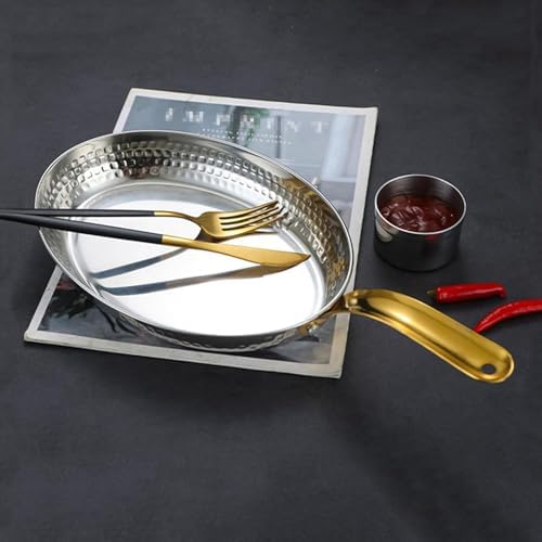 Spanish Paella Pan - Oval Nonstick Frying Pan, Rivet Handle, 304 Stainless Steel Seafood Cookware for Home Cooking & Kitchen Essential