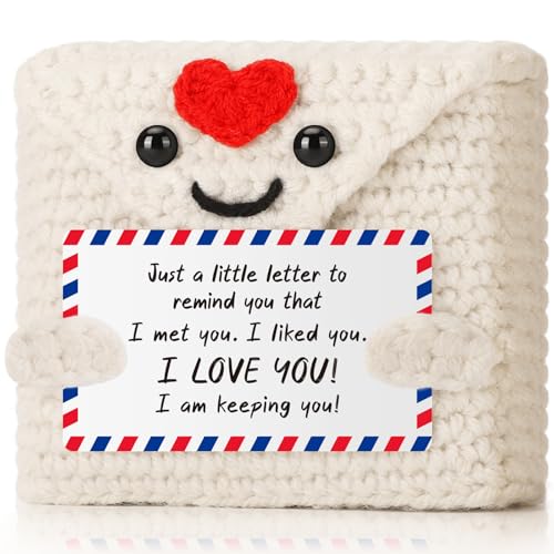 Love Letters Handmade Envelope Crochet for Her, Romantic Milestone Keepsake Gift for Boyfriend Girlfriend, Cute I Met You I Love U Anniversary Present for Couples