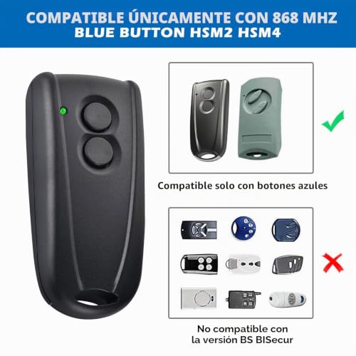 Mando de garaje Ecostar con emision estable de 433,92 MHz y doble boton para RSE2 y RSC2 6