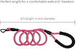 6FT Strong Heavy Duty Dog Leash with Padded Handle, Highly Reflective Nylon Threads and Carabiner Hook for Small, Medium & Large Dogs - 6 ft Long 1/2 inch Diameter (Pink)