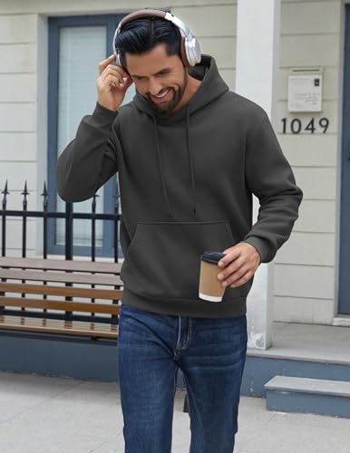 Image of COOFANDY Men Cotton Fleece Hooded Sweatshirt Casual Long Sleeve Hoodies Pullover Fashion Drawstring Hoodie with Kanga Pocket
