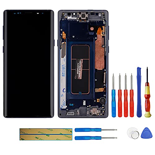 Swark Super AMOLED Display compatibile con Samsung Galaxy Note 9 N960U N950F LCD Touch Screen Digitizer Assembly (Ocean Blue con cornice) + strumenti