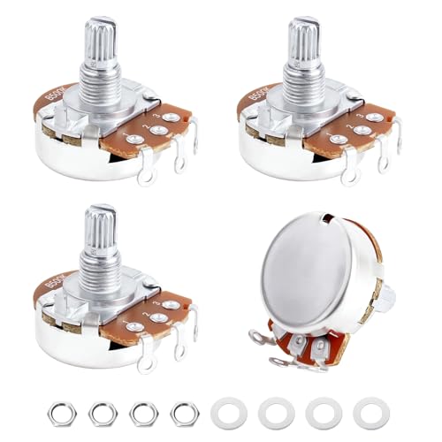 Image of Banworks Aluminium B500K M8 Full Sized Pots Metric 18-Spline Split Short Shaft (15mm Length) Audio Taper Potentiometers with Sealed-Back for Epiphone Les Paul LP /SG Squier Strat /Tele 4pcs JT /XNQ-10