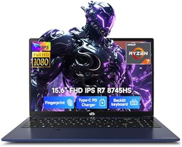 NIMO 15.6" Laptop, AMD Ryzen 7 8745HS(4.9GHz), 32GB RAM 1TB SSD, Radeon 780M, 15.5H All-Day Battery, WiFi 6E USB4, for Creators & Professionals Work/Gaming, 2-Year Warranty