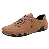 OJPO Driving Shoes for Men Casual Slip Ons Mens Fashion Shoes Comfort Handmade Chukka Dress Casual Shoes size11(Wide) Brown
