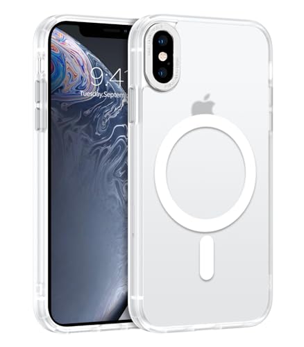 BENTOBEN for iPhone X/XS Case Magnetic [Compatible with MagSafe], Translucent Matte Back Anti-yellow Slim Soft TPU Military Grade Shockproof Women Men Protective Phone Cover for iPhone X/XS, White