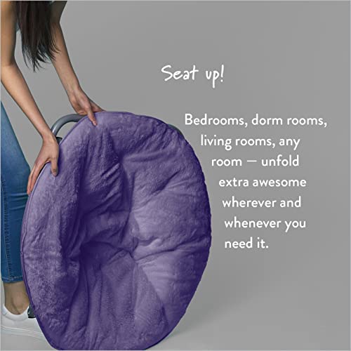 Urban Lifestyle Faux Fur Saucer Chair,Purple/Silver, 22" D x 32" W x 29" H, Cozy Foldable Accent Chair for Teens, Kids, Dorms & Bedrooms by Urban Lifestyle - Image 6