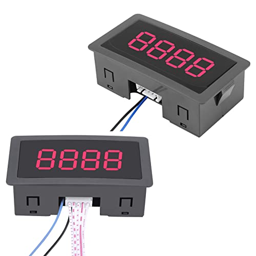 Image of FTVOGUE Auto Digital Counter DC LED Digital Display 4 Digit 0-9 Up /Down Plus /Minus Panel Counter Meter with Cable(Red)