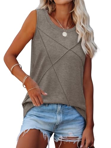 WIHOLL Summer Tank Tops for Women Loose Fit Crew Neck Casual Sleeveless Tops 2025 Trendy2