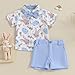 Murnouche Toddler Baby Boy Easter Outfit Button Down Shirt Casual Shorts Summer Clothes Set Blue 3-4T