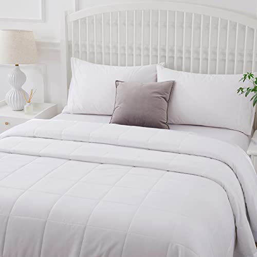 Comflive Down Alternative Blanket - Microfiber King Size Blanket - Quilted Blanket With Satin Trim, Bed Blankets For All Seasons 108"X90" (White, King/Cal King) #TOP5