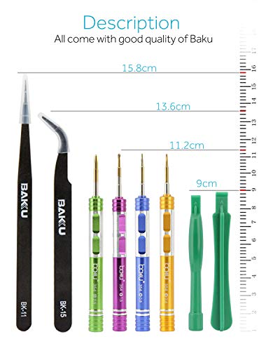 BAKU Cell Phone Repair Tool Kit for iPhone Precision Screwdriver Set with Magnetizer/Demagnetizer Tool & Opening Pry Tools for iPhone X/8/8 Plus, 7/7Plus,6P/6S/6/5S/5/5C/4S/4/SE,iPod,iTouch (B-Pack)