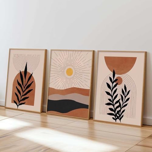 Image of Kalit Kala Decor Boho Painting Wall Art Home Decoration Paintings With Frame For Living Room Bed Room Hotel Wall Decor Digital Reprint Set of 3 (19X25 inch)