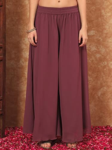 Image of SHOPPING QUEEN Women's Georgette Embroidered Kurta and Palazzo Set