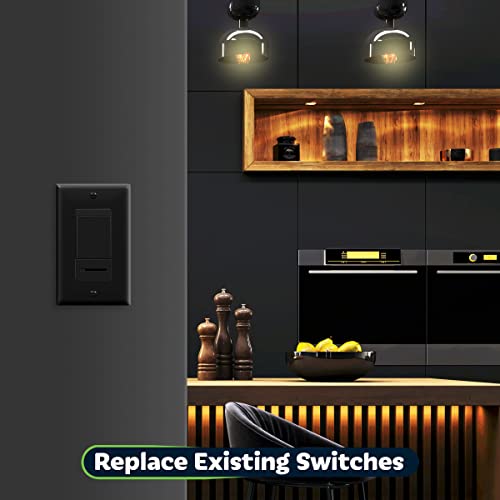 Topgreener In Wall Slide Dimmer Switch, For 150W Dimmable Led, 600W Incandescent/Halogen, Single Pole Or 3 Way, 120V 60Hz, No Neutral Wire Required, Ul Listed, Tgdmds-120-Bk, Black #TOP4