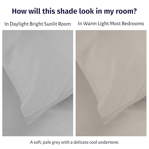 Image of California Design Den King Bed Sheets Set - Certified 100% Egyptian Cotton Percale Sheets King with Deep Pockets, Lightweight, Crisp, Durable Luxury Bedding Set - Light Grey