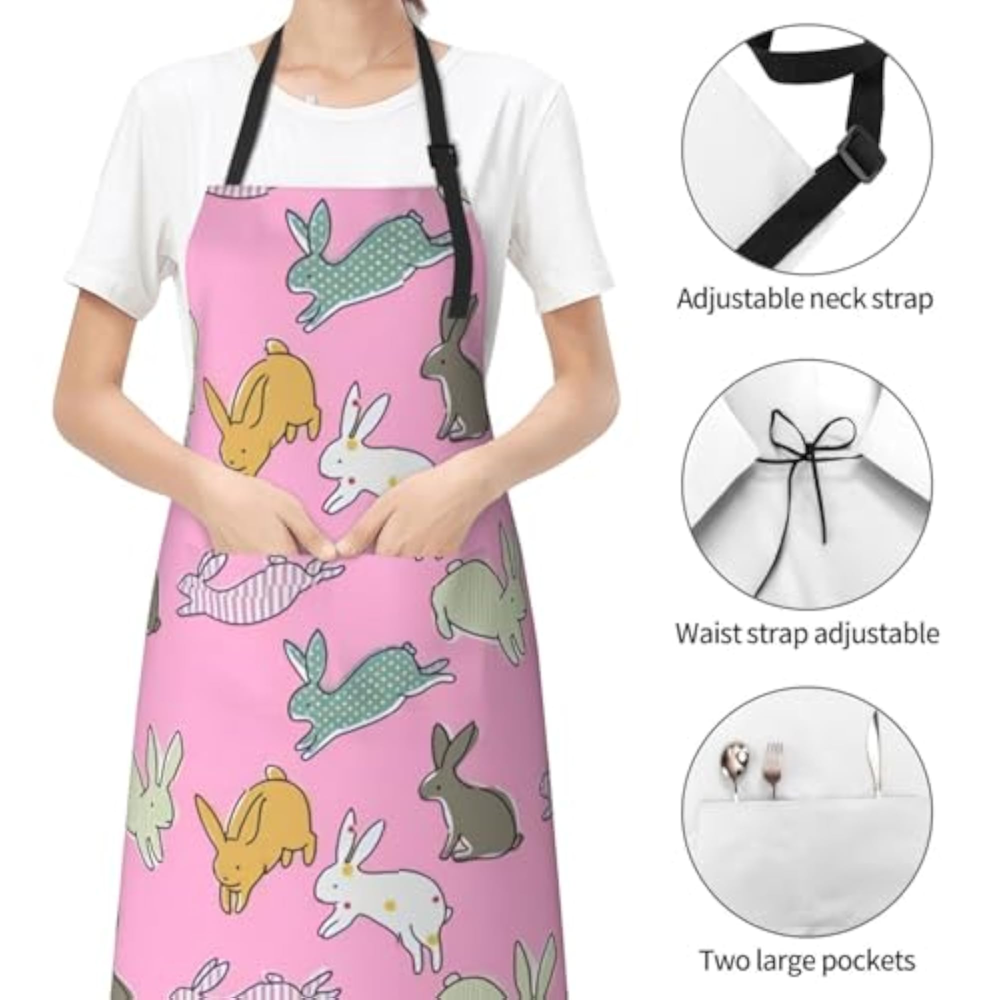Easter Bunny Egg Pattern Print Adjustable Kitchen Apron