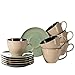 Produktbild Mäser 931464 Serie Scuro Cappuccino-Tassen-Set aus Keramik, Milchkaffeetassen mit Untertassen für 6 Personen, 450 ml, Steinzeug