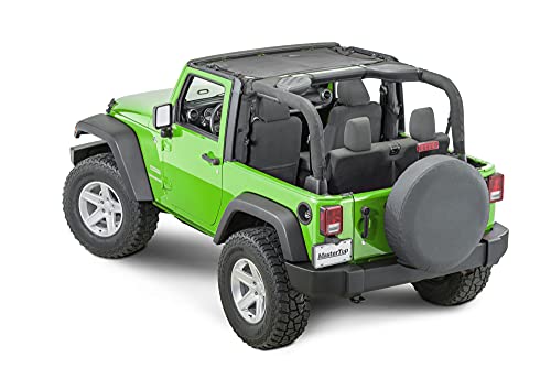 MasterTop Freedom Mesh Bimini Top, Black| Fits 2007-2018 Jeep JK Wrangler 2 Door Models| No Need to Remove top When Putting Hard top Back on|14201301