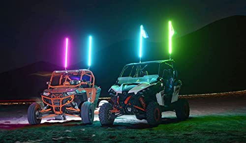 5150 Whips 187 Style Bluetooth Controlled Led Color Changing Whips - Move To Music/Sound - Crazy Bright. Crazy Strong. (Set Of 2 Whips - 4Ft) #TOP1