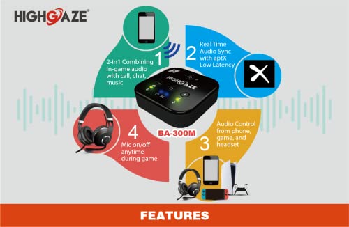 Bluetooth Chat & Play Audio Mixer Accessory for Switch 2 Game Streaming with Smartphone & PS4 PS5 or Xbox, Discord, Voice call to Headset with aptX Audio, Adjust Game Volume Balance - Image 4