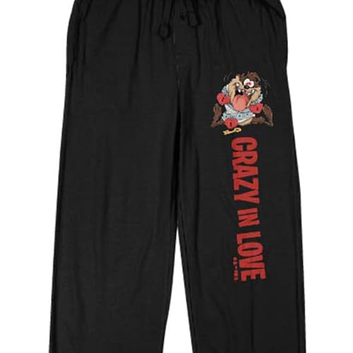 Looney Tunes Taz Crazy In Love Men's Black Sleep Pajama Pants2