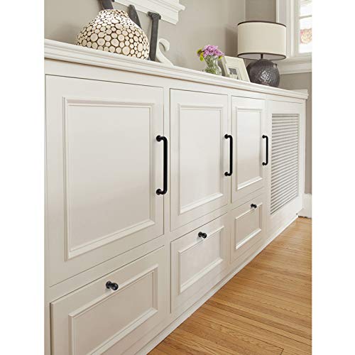 Bestory 10 Pack Hole Center 5''(128Mm) Matte Black Kitchen Cabinet Pulls.zinc Alloy Solid Round Cabinet Handle Drawer Pull Modern Hardware For Bar #TOP5