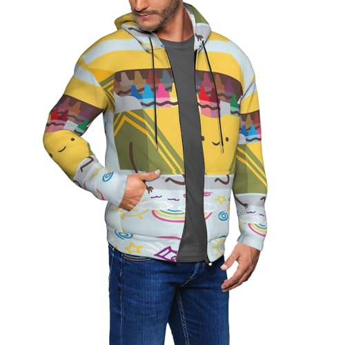 Sweat à capuche zippé EdWal motif crayons pour homme