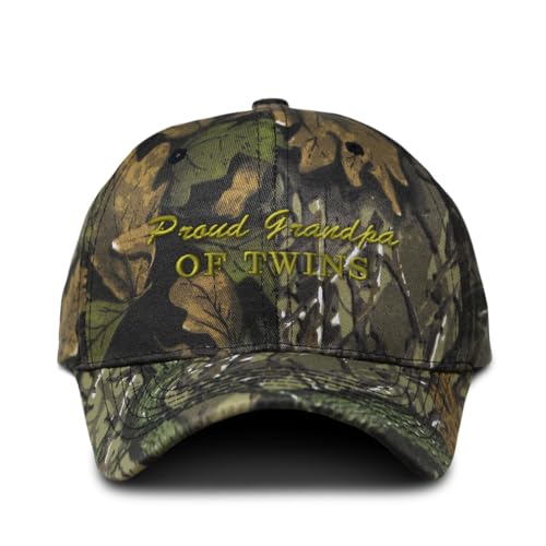 Camo Baseball Cap Proud Grandpa of Twins Grandfather Hunting Dad Hats for Men & Women Cotton Forest Tree Green Design Only