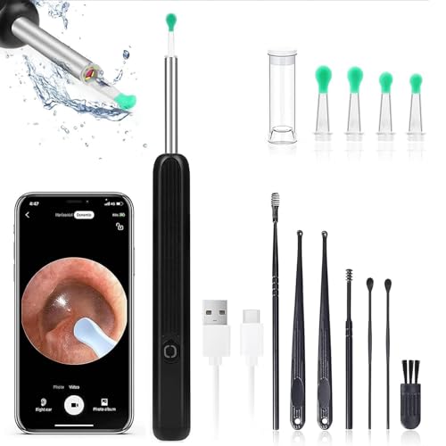 Miluna Ohrenreiniger OIP67 Wasserdicht Ohrklar mit 6 LEDs Miluna Pro Ohrenreiniger mit 1080P HD WiFi Kamera hrenschmalz Entferner Otoskop für iPhone iPad und Android-Smartphones