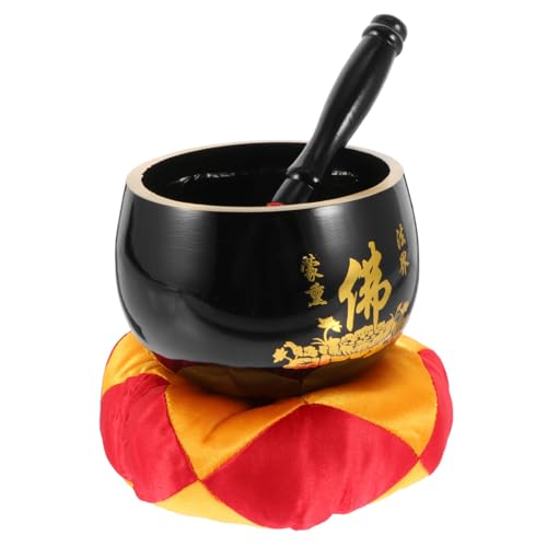GOOHOCHY 1 セット 仏音鉢 仏音鉢 ブッダシンギングボウル マレットマット付きシンギングボウル メディ ボウル のそみ ヒーラー 銅のシンギングボウル お椀 純銅 Black