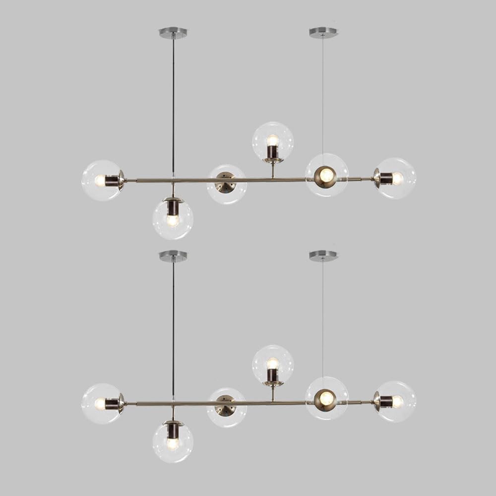 KXEcoLife Modern 6-Light Globe Pendant Lamp, Adjustable E27 Chandelier, Nordic Glass Hanging Light Fixture for Kitchen Island, Illumination, Stylish Ceiling Decoration