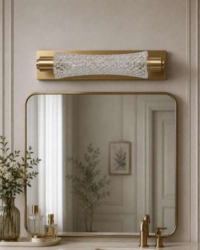 Image of FILLISKA Luxurious Acrylic Crystal Wall Lamp with Adjustable Colour Changing Function, Elegant Finish (Diamond Cut French Gold-9439)