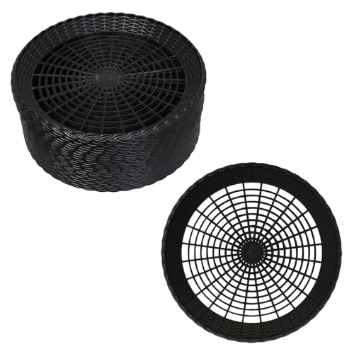 Auto-plaza 24x 9.7 Inch Heavy Duty Reusable Plastic Plate Holders Woven Plate Holder for Kitchen Outdoor Picnic (Black)