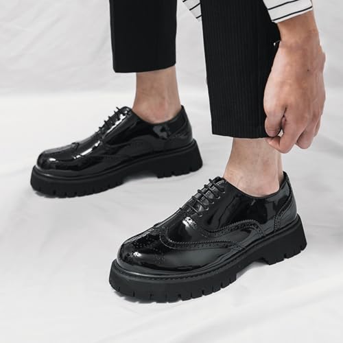 Chunky Loafers for Men, Men’s Leather Platform Loafers, Lug Sole Tassel Slip On Loafers Shoes Brogues Wingtip Casual Business Shoes Comfortable Dressy2