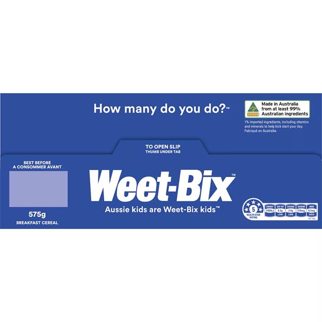Image of Twin Pack Offer: WeetBix Breakfast Cereal, 2x575g, 97% Wholegrain, Low Sugar, High Fibre, Australian Made Air Lifted for Freshness