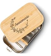 Lunch Box Personalizzata Per Bambini Con Unicorno - Contenitore In Acciaio Con Coperchio In Bambù (750 Ml / 1100 Ml) - Regalo Inizio Scuola - 5