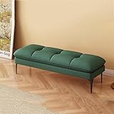 Confort amélioré--Banquette lit avec un coussin en éponge de 10 cm d'épaisseur, le banc offre une sensation d'assise confortable. Le coussin est conçu pour offrir l'équilibre parfait entre douceur et soutien, ce qui le rend idéal pour de longues périodes d'assise. Les pieds en fer épais de 20 cm de haut combinés au cadre en bois massif offrent une excellente capacité de charge, supportant jusqu'à 136 kg.