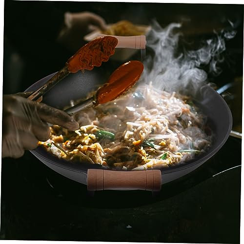 Wok de hierro fundido Alipis con doble mango de madera miniatura 7