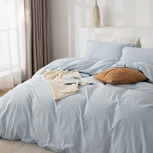 Lanqinglv Duvet Cover Set King Size Baby Blue Plain Bedding Set Ultra Soft Microfiber Quilt Cover 220x240 cm with Zipper Closure and 2 Pillowcases 50x75 cm - Image 3
