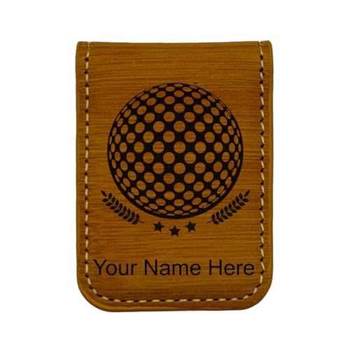 LaserGram Slim Magnetic Money Clip, Golf Ball, Personalized Engraving Included (Bamboo)