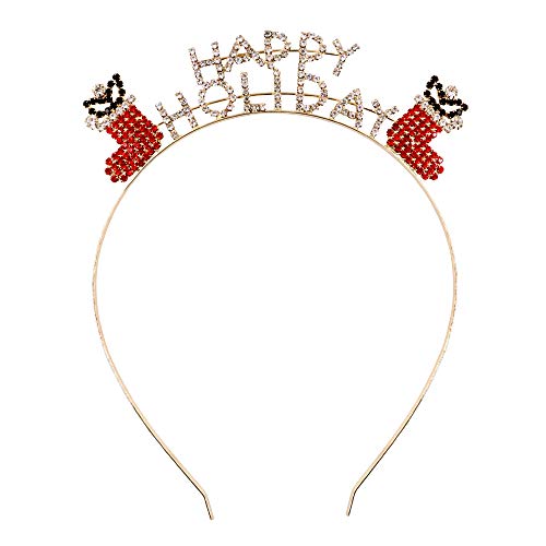 NODG HAPPY HOLIDAY Headbands for Women Christmas Headbands for Women Sparkly Crystal Snowman Party Headband Snowflake Headband Tiaras Headpiece Christmas Hair Hoops