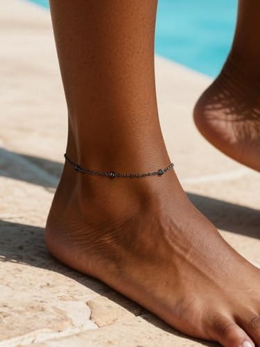 ChainsPro Anklets for Women Waterproof, Adjustable Stainless Steel/ Sterling Silver/14K Gold Plated Ankle Bracelets for Women, Non Tarnish Layered Anklets Beach Jewelry Gifts for Swimming & Daily Wear (Send Gift Box) - Image 3