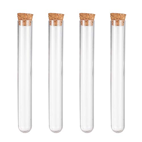 PH PandaHall 20 Pack Transparent Clear Storage Beads Tubes 30ml Plastic Small Empty Storage Tubes Bead Container Set Test Bottles Organizers Boxes with Wood Cap, 5.9x0.78