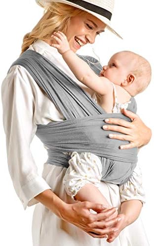 Breathable Soft and Stretchy Baby Carrier, Ergonomic, Safe & Secure for Newborns, Babies & Infants, No Back Pain, Good for Breastfeeding (Light Gray)